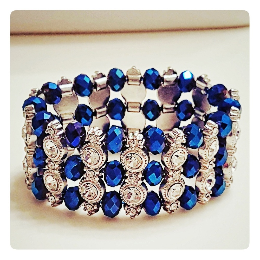 3 Layered Blue Stretch Bracelet